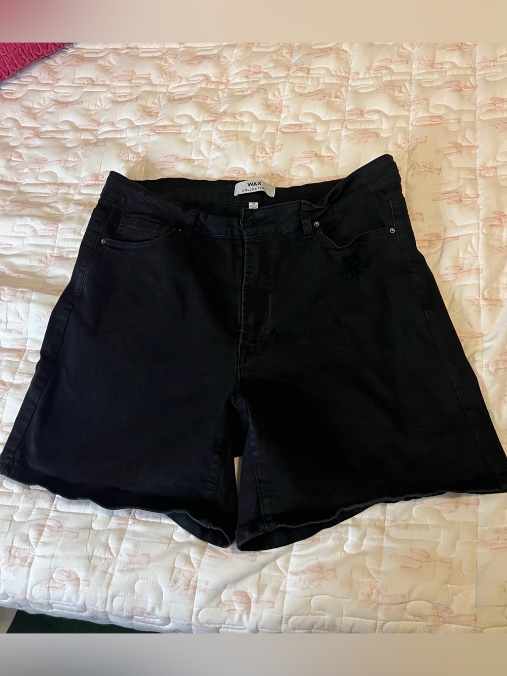 Black High-Rise Denim Bermuda Shorts for Women